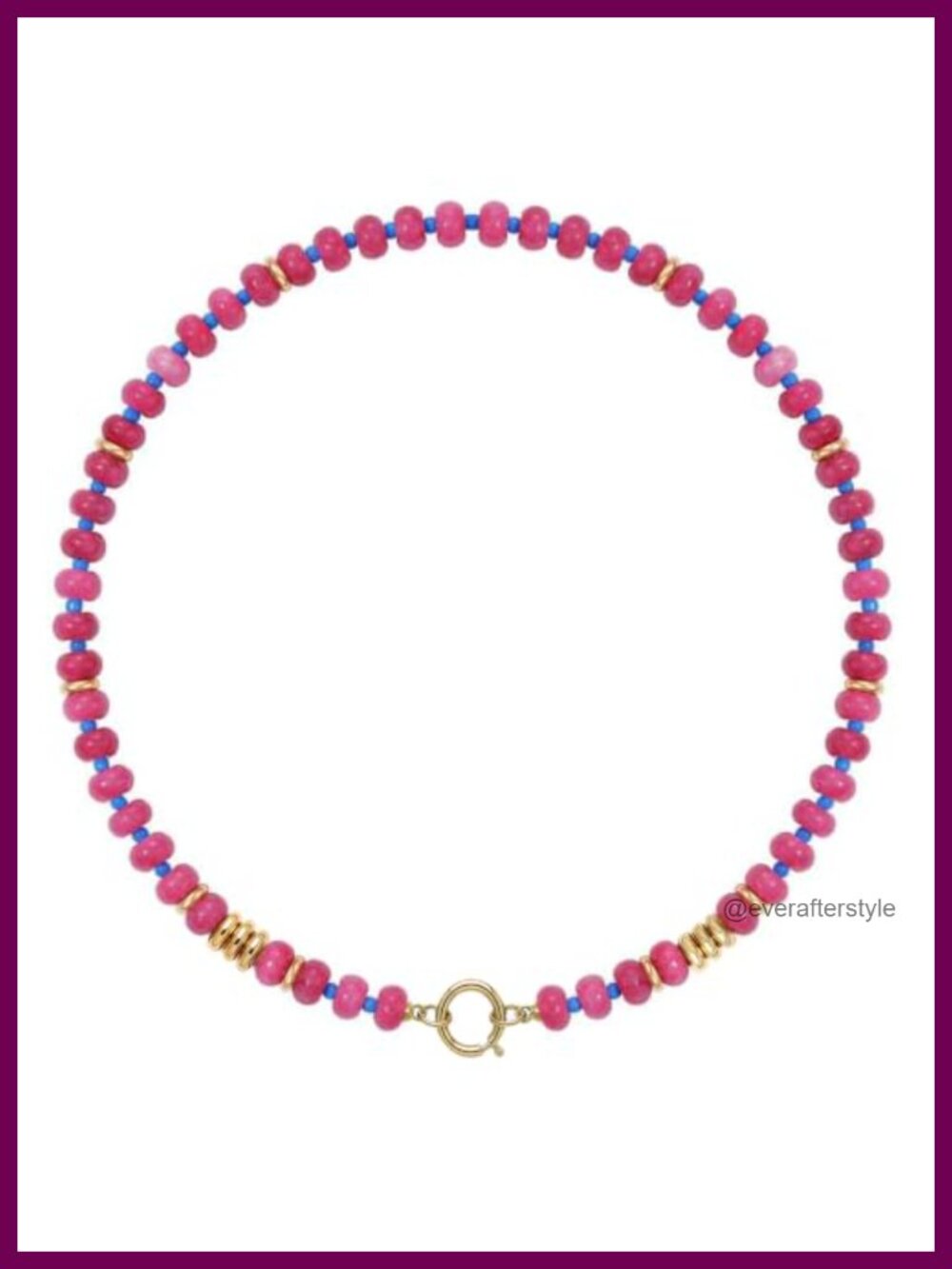 Natural Stone Beaded Necklace 14K Gold Plated Clasp Boho Choker for Women